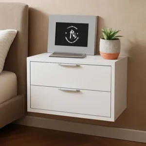 Mesa de Cabeceira Suspensa MDF Branca 40cm 2 Gavetas Fl Decor