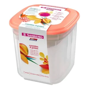 Jogo Potes Mantimentos Sanremo 4peças Sr485/3c Vac-freezer Cor Transparente