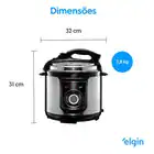 Panela De Pressão Elétrica Elgin Ppr 4 Litros 840w Inox 127v Prateado/preto 127v - Imagem 2