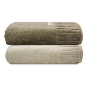 Jogo Toalha De Banho Gigante Ele/ela Velour - 500g/m² Camesa Cor Marrom/bege