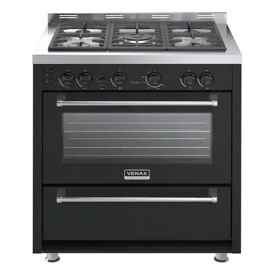 Fogao 5 Bocas Venax Temis Preto Gas Glp