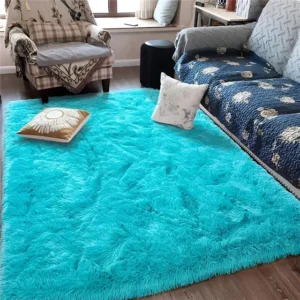 Tapete 2,00x1,50 Peludo Felpudo Sala E Quarto Cores Cor Azul-turquesa Desenho Do Tecido Pelo Alto