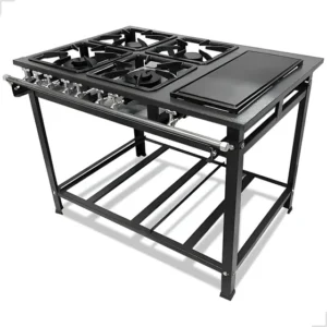 Fogão Industrial MetalFour 4 Bocas Baixa Pressão Com Chapa Bifeteira