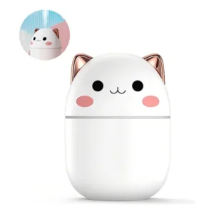 Umidificador Difusor De Ar Climatizador Aromático Gatinho Cor Branco
