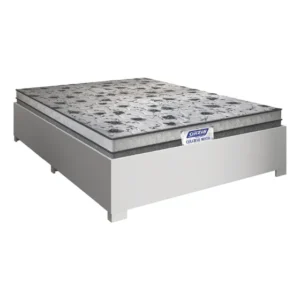 Cama Box Casal Desmontável com Colchão Espuma D33 Fort 138x188x56cm Cinza e Branco Gazin Suporta até 150kg Por Pessoa