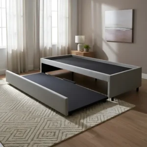 Bicama Box Solteirão 96x203 Courino Linho Cinza para Dois Colchões B&G