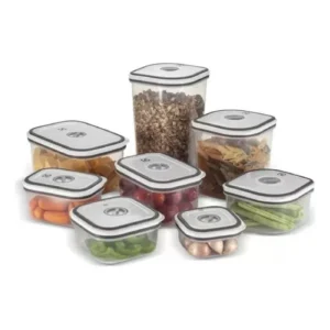 Conjunto 8 Potes Electrolux Hermético Transparente Plástico Cinza
