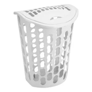 Cesto De Roupa Plastico 40 Litros Lavanderia C/ Tampa Cores Branco Lisa