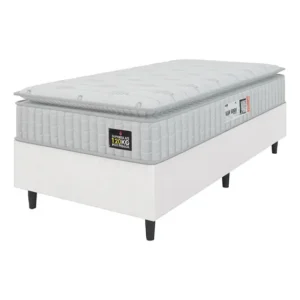 Cama Box Colchão Solteiro Espuma D33 Vangogh Pillow Top 88x188x67cm Linho Branco Hellen