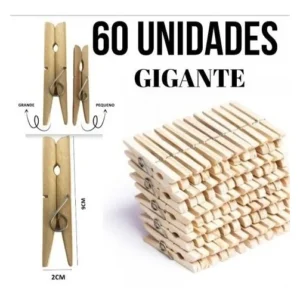 60 Pregadores De Madeira Gigante Prendedor Roupas Artesanato
