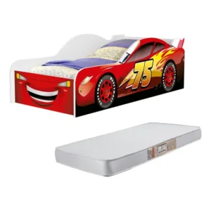 Cama Carro Juvenil Adesivada Mdf Para Quarto + Colchão D18