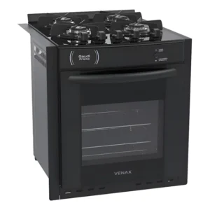 Fogão De Embutir 4 Bocas Venax Gaudi Prisma Vitreo Glp Preto Preto 127/220v
