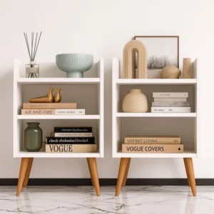 Kit 2 Mesas De Cabeceira Mesinha Quarto Nicho Decor 2 Cores Branco