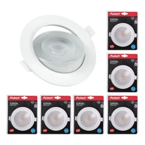 Kit 6 Spot Led Redondo 7w Embutir Teto Direcionável 110/220v