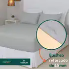 Jogo De Lençol Cama Casal Size 3 Peças Box Liso Com Elástico Malha 100% Algodão Cozzilar Toque Macio Hotel Pousada Cinza - Imagem 4