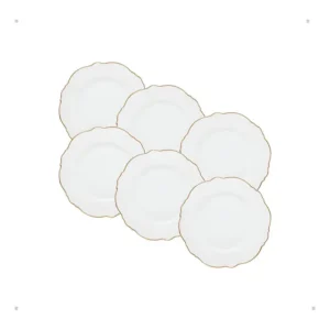 Conjunto 6 Pratos De Sobremesa Maldivas C/fio De Ouro 21cm