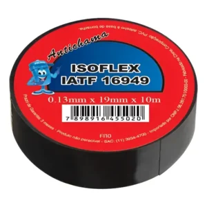 Fita Isolante 20 Metros Antichama Isoflex 0,13mmx19mmx20m Preto Lisa