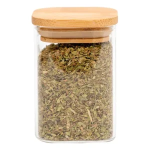 Pote De Vidro 200ml Tampa De Bambu Hermético Quadrado - Tüd - Nude