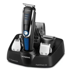 Barbeador Elétrico Maquina Barbear Aparelho Barba 3em1 Preto/azul 127/220v