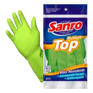 Luva Limpeza Latex Forrada Sanro Top Verde Multiuso P M G Tamanho Extra Grande