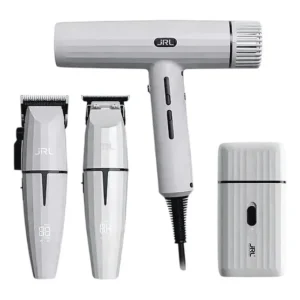 Kit JRL Ghost 3 Com Máquina de Corte, Acabamento e Shaver Bivolt E Secador 110v Profissional - Cor Branco