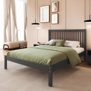 Cama de Casal de Madeira Maciça para Colchão 138x188cm Multimóveis CR35276 - Charcoal