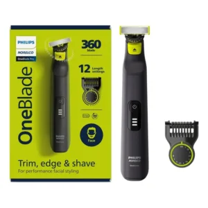 Máquina de barbear elétrica Philips Norelco Oneblade Pro 360° Qp6531, barbeador elétrico híbrido, barbeador facial e corporal, cabeça giratória 360
