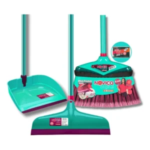 Conjunto Rodo 30cm + Vasoura E Pá Kit Com Cabo Noviça