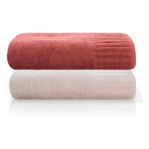 Jogo Toalha De Banho Gigante Ele/ela Velour - 500g/m² Camesa Cor Vinho/rosê