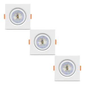 Kit 3 Spot Led Elgin Luminária Mr16 5w 6500k Quadrado Direc. Cor Branco frio