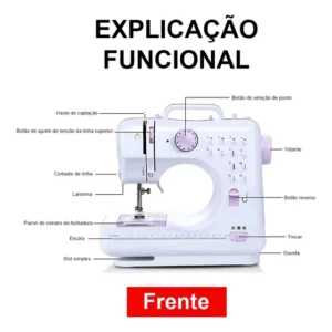 Mini máquina de costura reta Lanmax portátil - branco