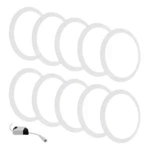 Kit 10 Led Painel Plafon Embutir 18w Redondo Branco Quente