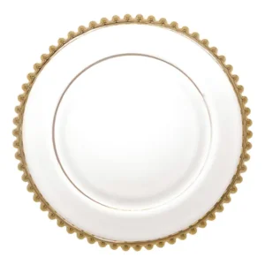 Prato Raso de Cristal com Borda Dourada Pearl 28cm Wolff
