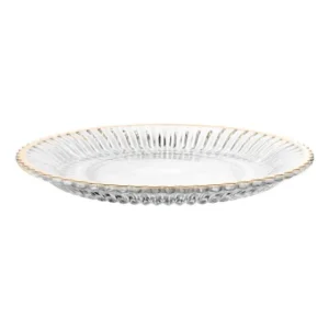 Prato Para Sobremesa Com Fio De Ouro Império 20cm Cristal Transparente