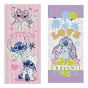 Kit 2 Toalhas De Banho Infantil Love Stitch Angel Pijama