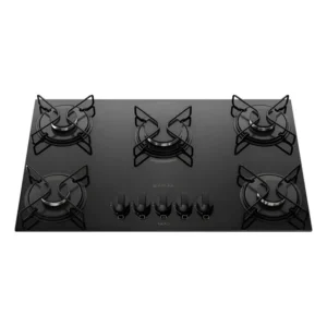Cooktop 5 Bocas Atlas Milão Com Mesa De Vidro e Mega Chama Preto Bivolt
