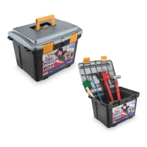 Maleta De Ferramenta Mega Box 2040 47,5x35x32cm Resistente Cor Preto