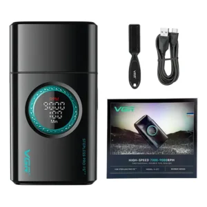 Barbeador elétrico USB Shaver Vgr V-377 Titanium 9000 Rpm, cor preta