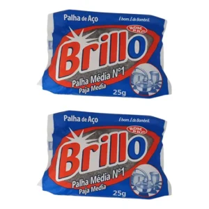 Kit 2 Palha De Aço Esponja Brillo Bombril 25g Media 1o - Cinza