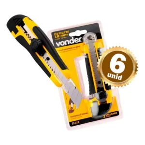 Kit 6 Estiletes Profissional Vonder Atacado Com Trava 18mm