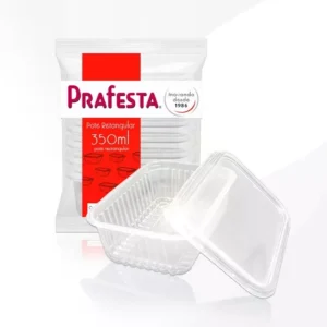 Pote Descartável 350ml Freezer Microondas Marmita - 24 Un. Transparente