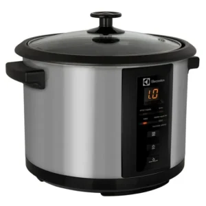 Panela Elétrica Electrolux Vapor Arroz 1,8L 10 xícaras Capacidade 4 funções pré-programadas Timer Panela Removível Antiaderente Tampa Vidro ECC20 inox