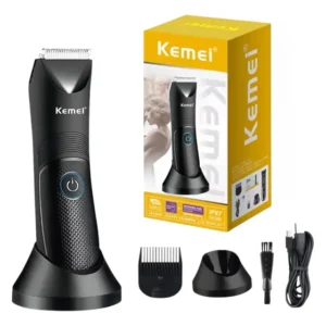 Aparador De Pelo P/ Corpo E Rosto Kemei Km-1838 Usb Lavável Cor Preto