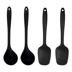 Talheres Cozinha Chique Silicone Não Risca Antiaderencia Preto