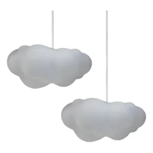 Kit 2 Luminárias Pendente Nuvem Fluffy Branco Quarto Bebê Infantil