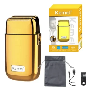Maquina Kemei KM-TX1 Barbeador Recarregável Sem Fio Dourado