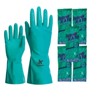 Kit 5 Luvas Nitrílica Verde C/forro Limpeza E Prot.química