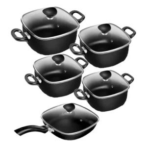 Jogo De 5 Peças Quadradas Masterflon Preto Patolux Preto