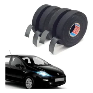 05 Fitas Isolante De Pano Com Cola Acabamento Rolo 25 Metros Cor Preto Liso