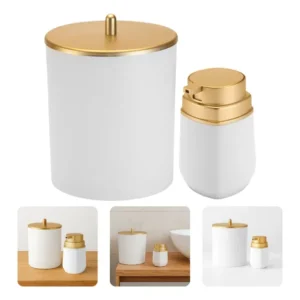Kit Banheiro Lavabo 2pçs Lixeira 5l Porta Sabonete Líquido